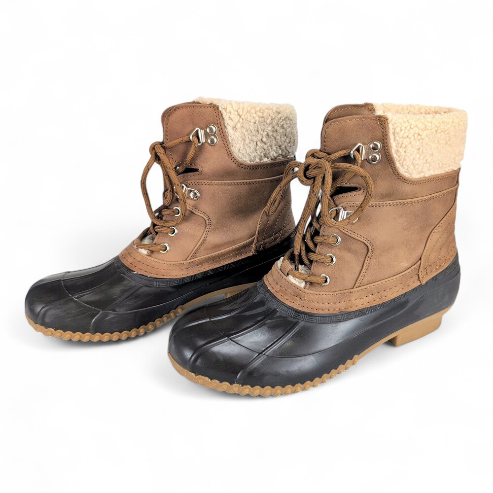 Tommy Hilfiger Women's Lined Duck Rain Boots‎ Size 8 Brown